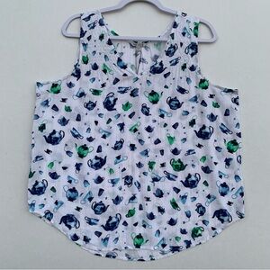 NIC+ZOE Women’s Garden party V-Neck Tank Green Multi Size Large